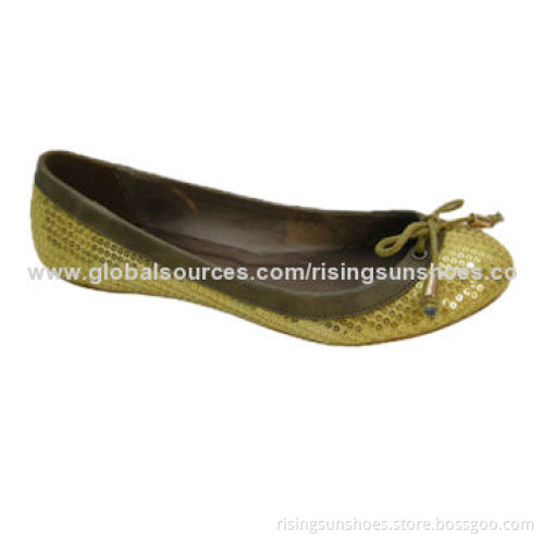 Women's flat casual shoes, trendy round toe design with shiny sequins upper fabric pipingNew